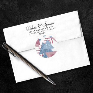 80s Lunar Abstract Dusty Pink and Blue Custom Classic Round Sticker