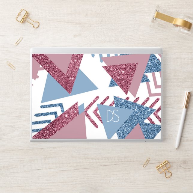 80s Lunar Abstract | Dusty Pink and Blue Custom HP Laptop Skin (Desk)
