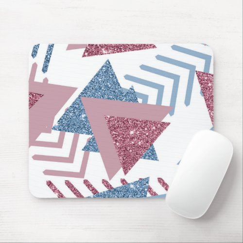 80s Lunar Abstract  Dusty Pink and Blue Custom Mo Mouse Pad