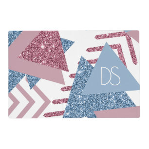 80s Lunar Abstract Dusty Pink and Blue Custom Placemat