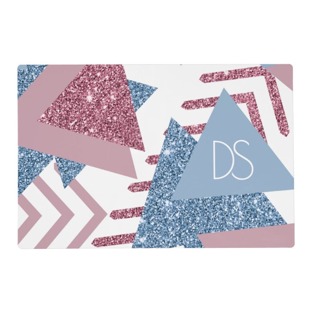 80s Lunar Abstract | Dusty Pink and Blue Custom Placemat (Front)