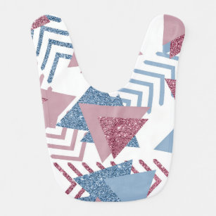 80s Lunar Abstract   Dusty Pink and Blue Pattern Baby Bib