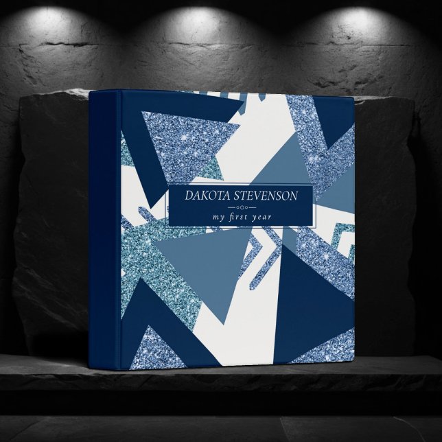 80s Luxe Abstract | Turquoise and Navy Baby Album 3 Ring Binder (Creator Uploaded)