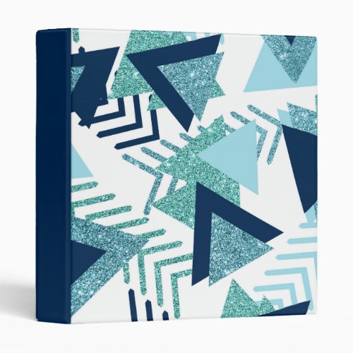 80s Luxe Abstract  Turquoise and Navy Blue Shapes 3 Ring Binder