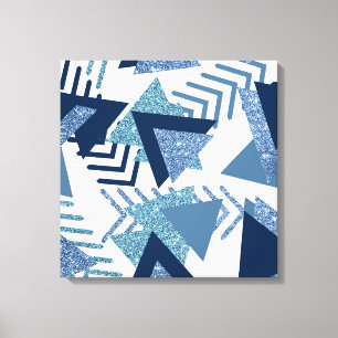 80s Luxe Abstract Turquoise and Navy Blue Shapes Canvas Print