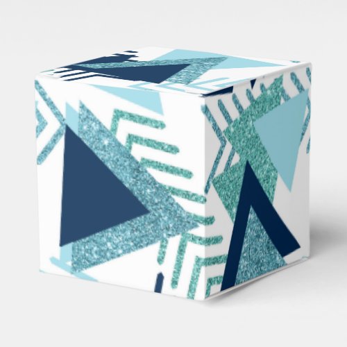 80s Luxe Abstract  Turquoise and Navy Blue Shapes Favor Boxes