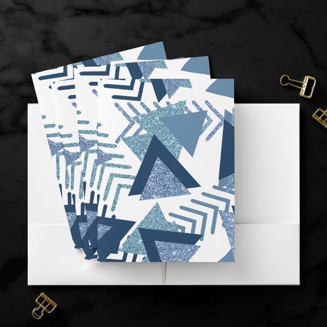 80s Luxe Abstract | Turquoise and Navy Blue Shapes Pocket Folder (Creator Uploaded)