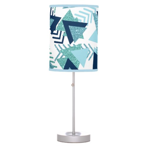 80s Luxe Abstract  Turquoise and Navy Blue Shapes Table Lamp