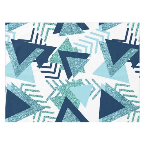 80s Luxe Abstract  Turquoise and Navy Blue Shapes Tablecloth