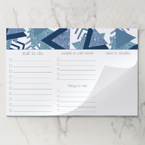 80s Luxe Abstract  Turquoise and Navy Checklist Paper Pad