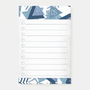 80s Luxe Abstract   Turquoise and Navy Checklist Post-it Notes
