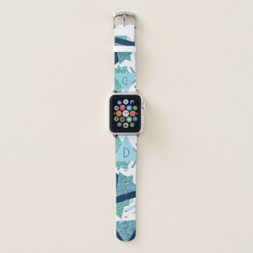 80s Luxe Abstract  Turquoise and Navy Monogram Apple Watch Band