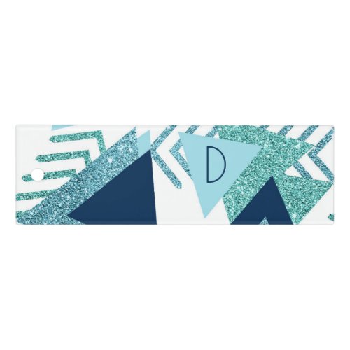 80s Luxe Abstract  Turquoise and Navy Monogram Ruler