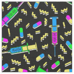 80s medical pattern on black fabric