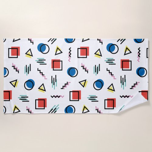 80s Memphis Abstract Style Beach Towel