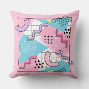 80's Memphis Active Pink Light Blue Throw Pillow