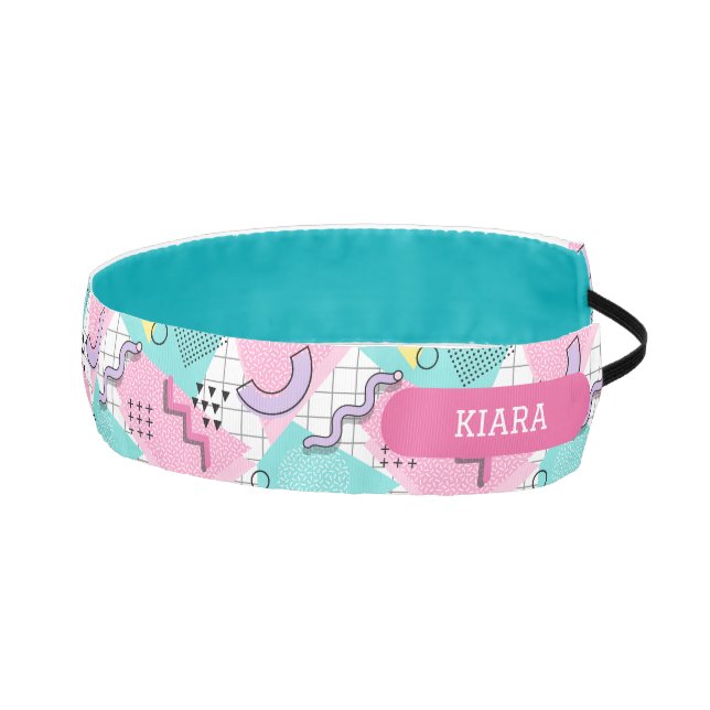 80's Memphis Active Pink Turquoise Athletic Headband (Right)