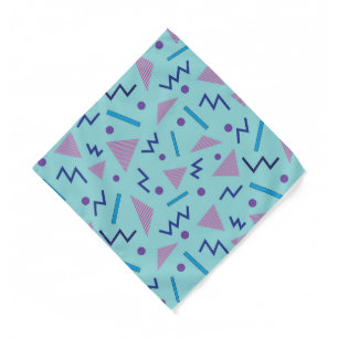 80s Memphis geometric blue pocket square  Bandana