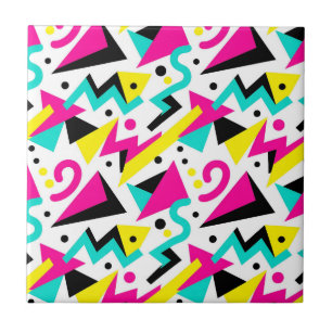 80s Memphis Geometric Pattern Ceramic Tile