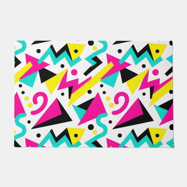 80s Memphis Geometric Pattern Doormat (Front)