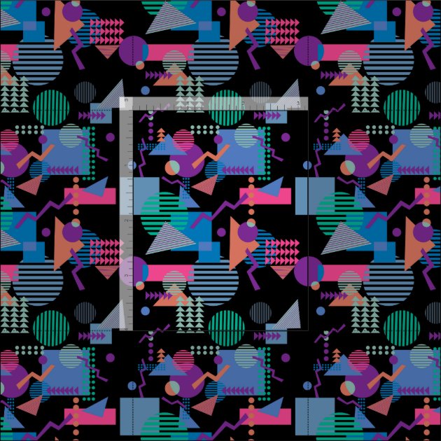 80s Memphis style Black print Geo Fabric | Zazzle