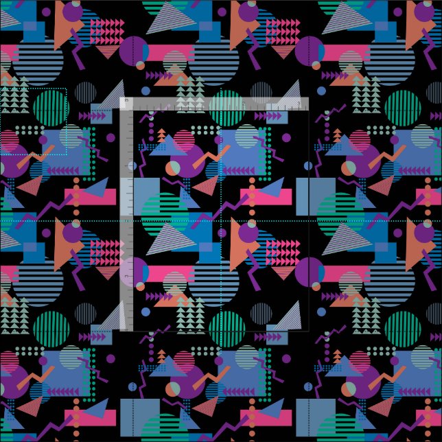 80s Memphis style Black print Geo Fabric | Zazzle display picture 3