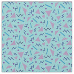 80s Memphis style geometric blue Pattern  Fabric