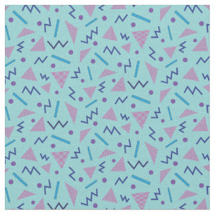 80s Memphis style geometric blue Pattern  Fabric