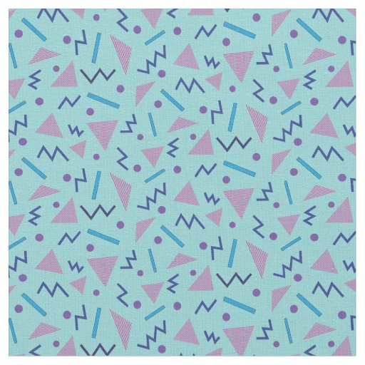 80s Memphis style geometric blue Pattern  Fabric