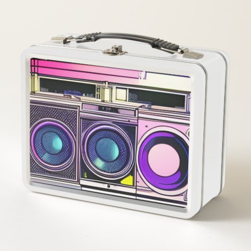 80s Metal Lunch Box with Boombox