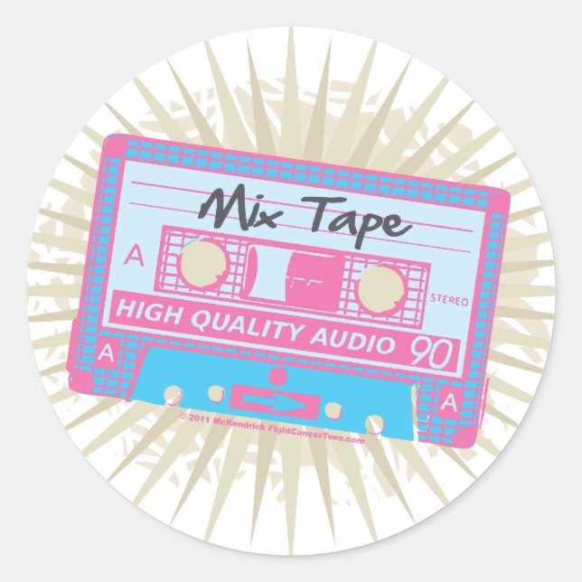 80's Mix Tape Classic Round Sticker (Front)