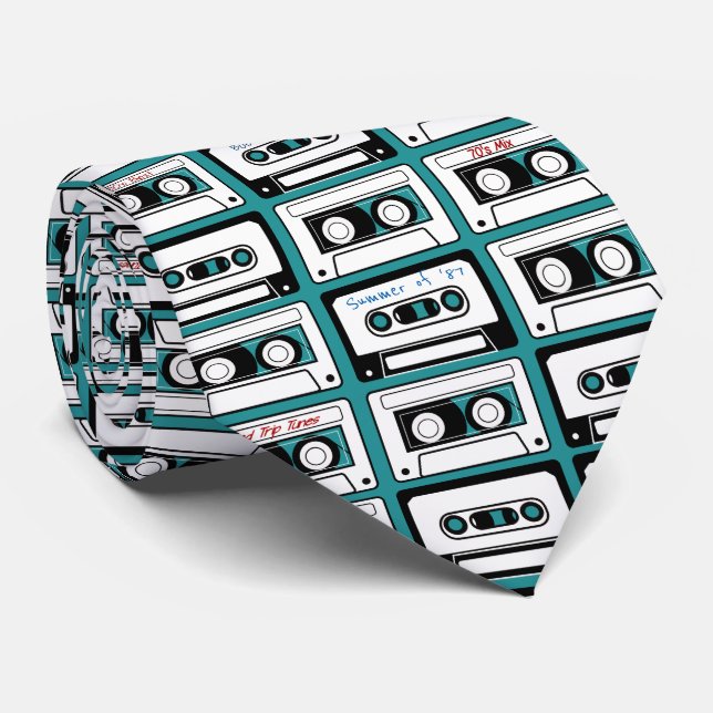 80's Mixed Cassette Tape Personalized Tie (Rolled)