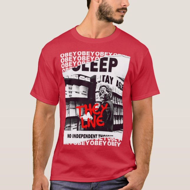80s Movieshey Live OBEY Retro Cult Horror Fan Desi T-Shirt (Front)