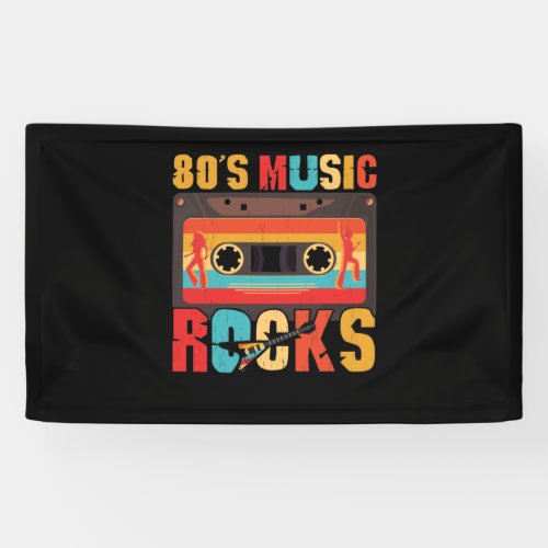 80s Music Rocks _ Vintage Retro Distressed Banner