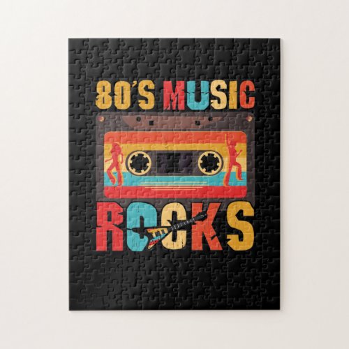 80s Music Rocks _ Vintage Retro Distressed Jigsaw Puzzle