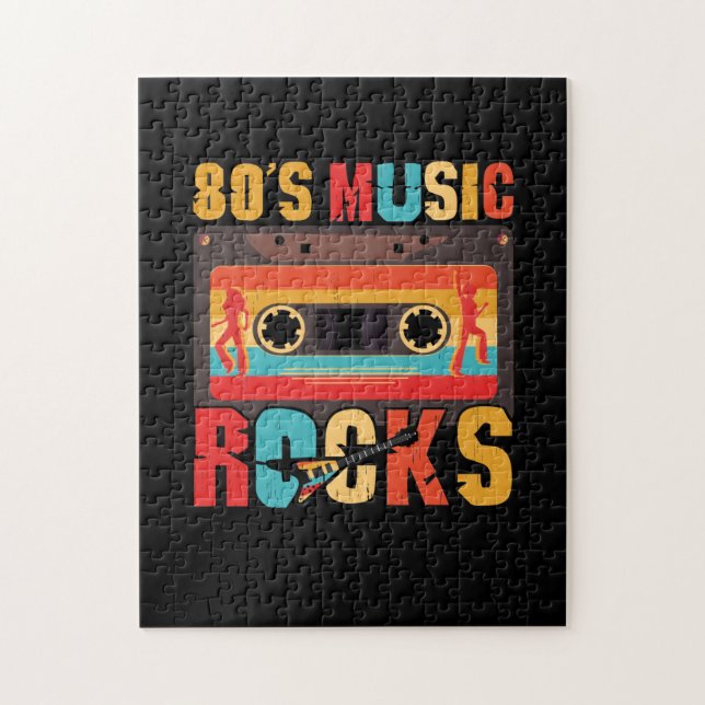 80s Music Rocks - Vintage Retro Distressed Jigsaw Puzzle (Vertical)