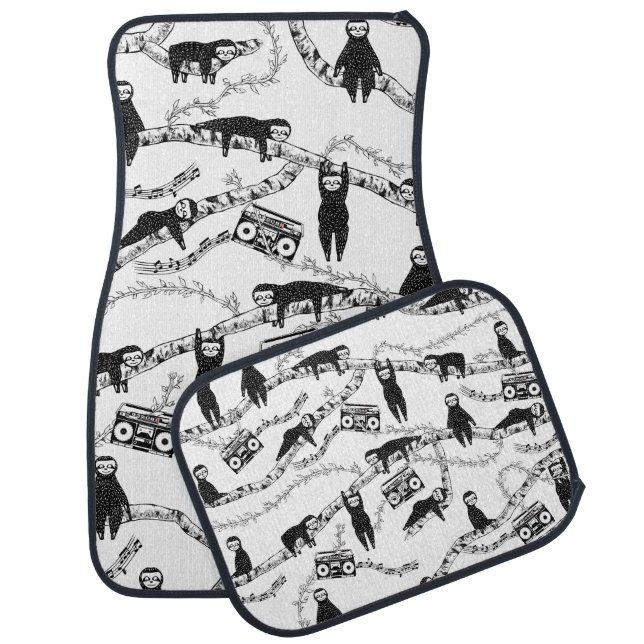 80's Music sloth pattern Car Floor Mat (Set)