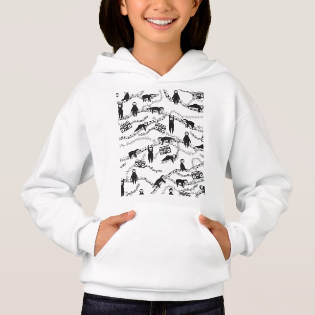 80s music sloth pattern hoodie (Front)