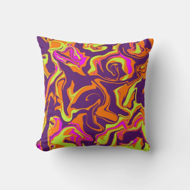 80s Mystery Gang Melt Throw Pillow (Front)