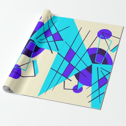 80s Neon Blue Retro Wrapping Paper