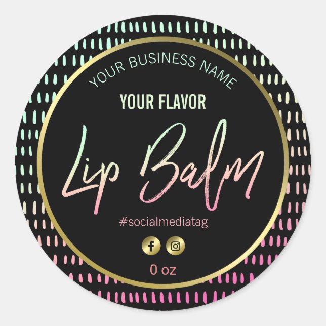 80's Neon Colored Dot Design Lip Balm Labels (Front)