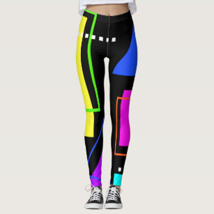 2 Pcs 80s 90s Leggings for Women Neon Outfit Rainbow Soft Pants