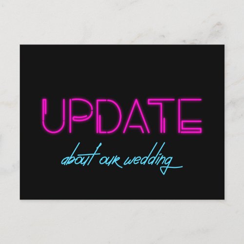 80s Neon lights Wedding update announcement Postcard