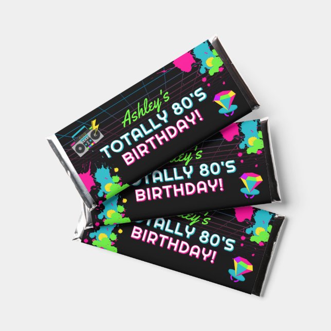 80's Neon Retro Vintage Hershey Bar Favors (Front)