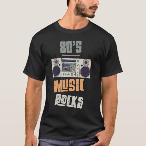 80s Old Rock Music Party Vintage Cassette Radio T_Shirt