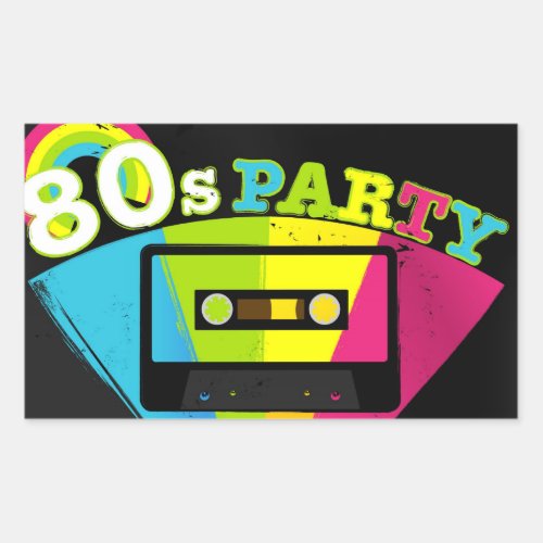 80s Party Background Rectangular Sticker