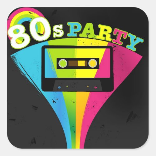 80s Party Background Square Sticker