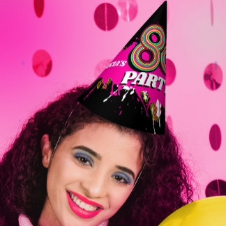 80's Party birthday or event retro pink black Party Hat
