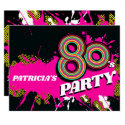 80's Party birthday or event retro pink invites