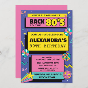80s party Budget Retro 99th birthday invitations